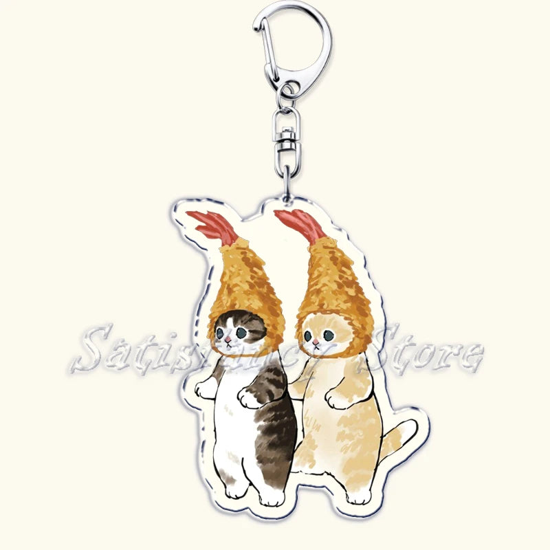 Cute Super Cute Kitten Cartoon Cat Acrylic Keychains Ring Shark for Accessories Bag Pendant Key Chain Jewelry Fans Lovers Gifts