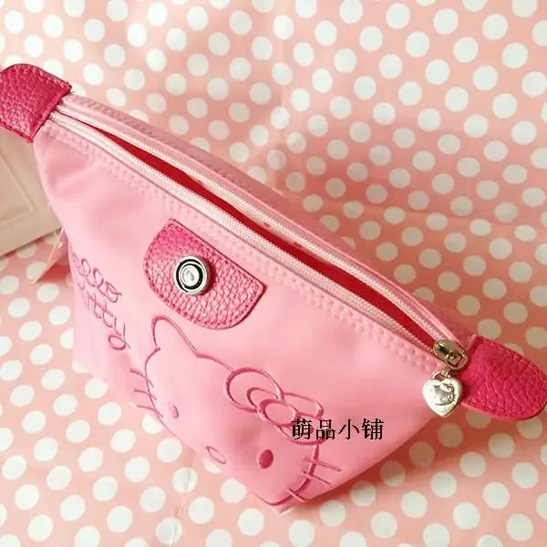 28X11cm Sanrio Hello Kitty Makeup Bag Anime Y2K Girls Storage Bag Cartoon Kawaii Large Capacity Waterproof PU Handbag Gift