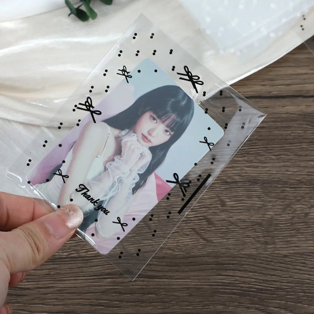 50pcs/pack Clear Photocard Sleeves Self-adhesive Card Cover Idol Photo Packaging Bag Self Sealing Bag Gift Card Protector