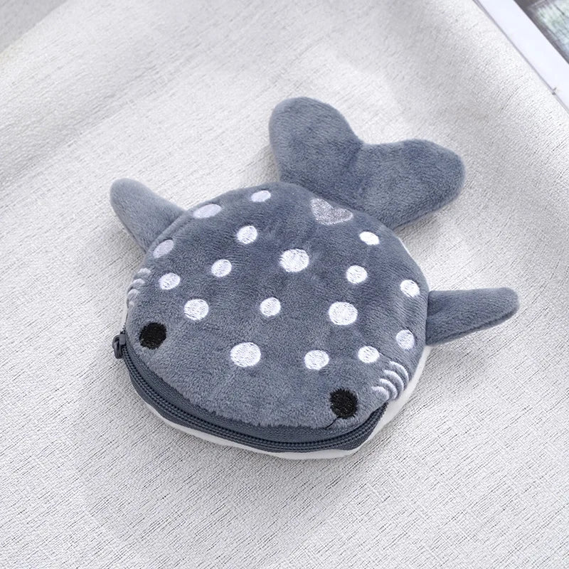 13x12cm Cute Whale Shark Coin Purse Kawaii Wallet Portable Plush Coin Bag Key Earphone Coin Organizer Pouch Zipper Bag kids Gift