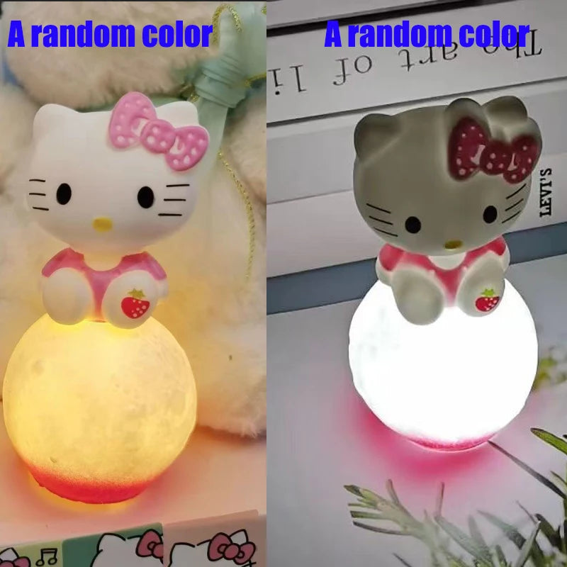 Anime Sanrio Hello Kitty Kuromi Cinnamoroll Melody Night Light Glowing Children Toy Bedside Lamp Kawaii Cute Kids Birthday Gift